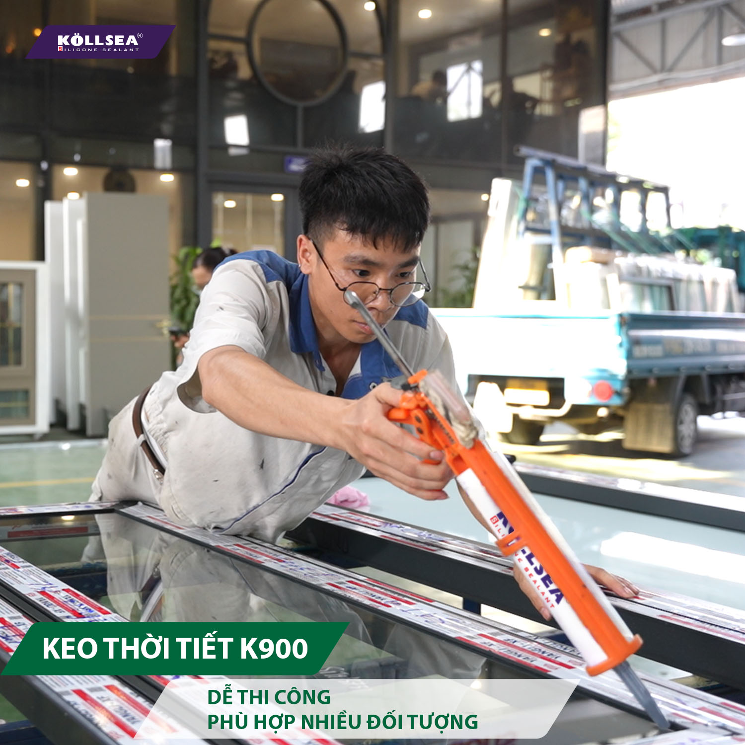 Keo thời tiết Kollsea Silicone K800: Thi công nhanh chóng, không cần pha trộn