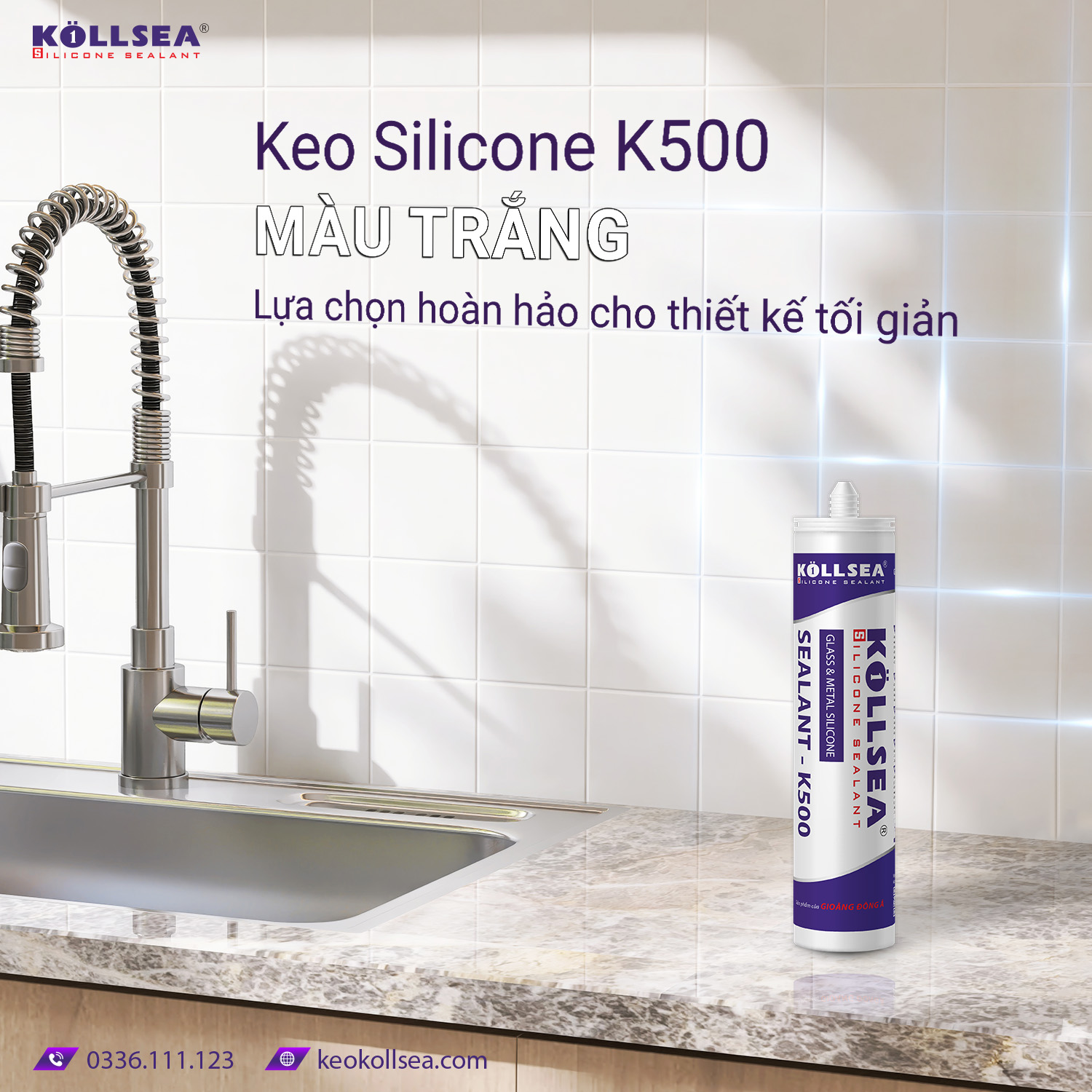 Keo Silicone K500 màu Trắng – Lựa chọn hoàn hảo cho thiết kế tối giản